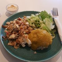 Indian style cauliflower with rice at Kaffihusid Gardurinn - Ecstasy's Heart-Garden in Reykjavik