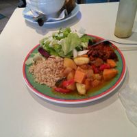 Couscous dish w salad n veggies...recommend the brownies for dessert at Kaffihusid Gardurinn - Ecstasy's Heart-Garden in Reykjavik