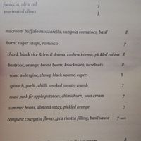 Tapas menu  at Paradiso in Cork