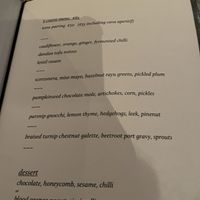 The vegan menu  at Paradiso in Cork