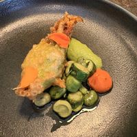 Courgette flower & almond cream  at Paradiso in Cork