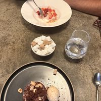Strawberry dessert & a hazelnut chocolate dessert . All vegan   at Paradiso in Cork