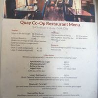 Menu at Quay Co-op Cafe - Sullivan's Quay in Cork