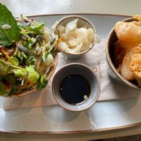 Veg tempura with salad  at Quay Co-op Cafe - Sullivan's Quay in Cork