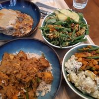 Mains with salads at Cornucopia in Dublin