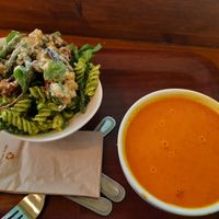 Salad and soup at Cornucopia in Dublin