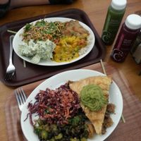 30th Anniversary special for 30 euros. 2 mains and 4 salads (large portions and all very delicious) with 2 organic juices. at Cornucopia in Dublin