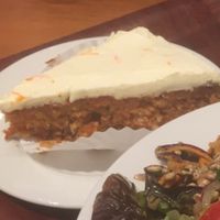 carrot cake and salad at Cornucopia in Dublin