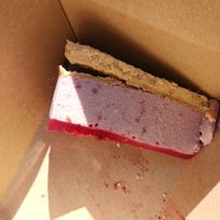 Strawberry cheesecake from the side at Cornucopia in Dublin