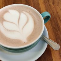 Hot choc w/oat milk at Cornucopia in Dublin