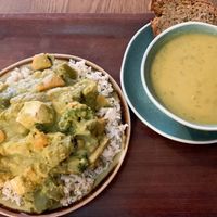 Green curry and potato soup at Cornucopia in Dublin