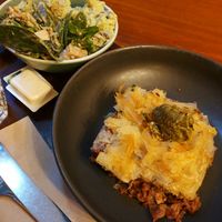 Filo pie + potato salad, chickpea salad at Cornucopia in Dublin