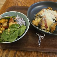 Moussaka with side salad at Cornucopia in Dublin