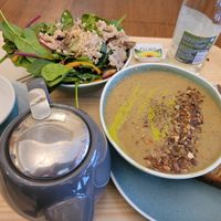 Pea soup, side salad at Cornucopia in Dublin