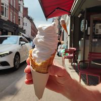 Lovely soft serve waffle cone at Cornucopia in Dublin