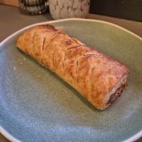 Sausage roll (served warmed up, inside cold but pastry was warm, didn't bother me but I imagine would surprise some people) at Cornucopia in Dublin