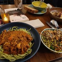 I ordered some seitan dish on pasta and salad at Cornucopia in Dublin