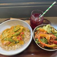 Moqueca, salads, berry iced teaa  at Cornucopia in Dublin