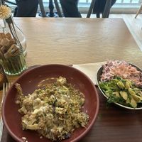 Mushroom gratin with coleslaw and broccoli  salad (all vegan)  at Cornucopia in Dublin