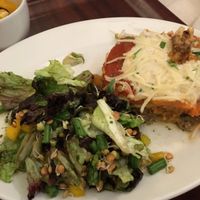 Lasagna and salads at Cornucopia in Dublin