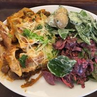 Lasagna and two side salads at Cornucopia in Dublin