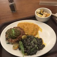 €14.95 potato pancake, black bean salad, fruit at Cornucopia in Dublin