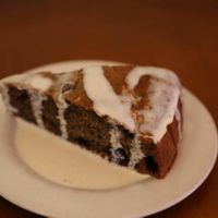 Dessert:  Poppyseed Cake Smothered in Soy Cream at Cornucopia in Dublin