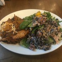 I think this was moussaka with an assortment of salad on the side. at Cornucopia in Dublin