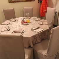 Nice tableware on standard table at Contrada Govinda in Milan