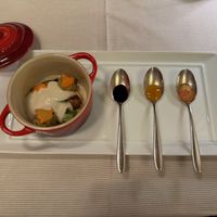 "Travel Notes" (vegan version) — Fondue with three different condiments at Joia Alta Cucina Naturale in Milan