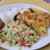 'meat'balls, cous cous salad, ricotta at Centro Natura in Bologna