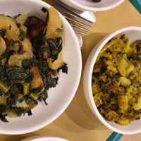 Left pototo & spinach right gratin cheese & lettuce at Centro Natura in Bologna