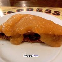 Nice looking vegan cake, that was so hard, that I could not cut it with a knife... Taste was really boring at Caffellatte in Florence