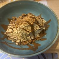 One of the desserts we tried - it was a hazelnut mousse with almond (?)butter drizzle and cookie crumble! HEAVENLY   at Un Ramerino in Florence