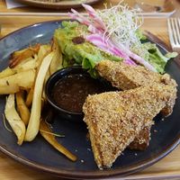 Fried tofu and fries at Sovaga in Toulouse