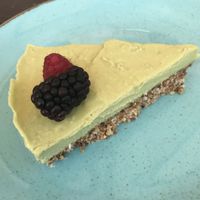 Avacado and lime cheesecake  at VeGee Deli in Lowestoft