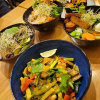Curry aux legumes de saison (in front) at Harmonie Bowl & Juice in Strasbourg