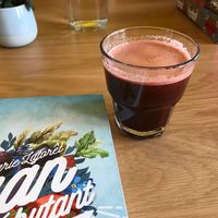 The beetroot-Swiss chard-apple juice  at Harmonie Bowl & Juice in Strasbourg