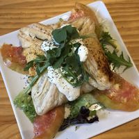 Dough with potato and veggies at Jardin Urbano in Valencia