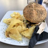 Delicious vegan burger! at Jardin Urbano in Valencia