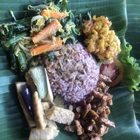 Nasi campur (with no jackfruit)  at Puspa's Warung in Ubud