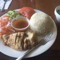 Vegan chicken and broken rice   at San San Tofu in Houston