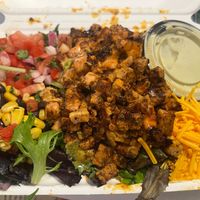 Tempeh salad with vegan cheese and guac  at Mojos Tacos in St Augustine