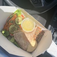 Hummus and tabouli salad at Cafe Chew in Sandwich