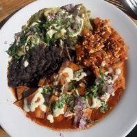Vegan chilaquiles with tofu   at Capuchino Cafe in La Paz