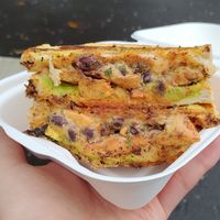 Quesagrilla Toastie with chicken, black beans, hot sauce and guacamole at FacePlant Foods in Edinburgh