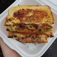 Quesagrilla Toastie with chicken, black beans, hot sauce and guacamole at FacePlant Foods in Edinburgh