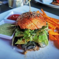 Portobelo burger to order from 5pm at Dulce Romero Panaderia & Organicos  in La Paz