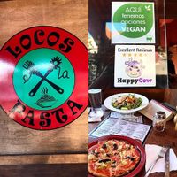 Vegan pizza and tofu salad  at Locos X La Pasta  in La Paz
