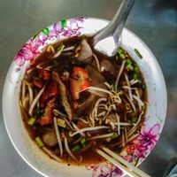 Guay tiaw...spicy thai noodles w/vegan duck at Pitsamon J  in Chachoengsao